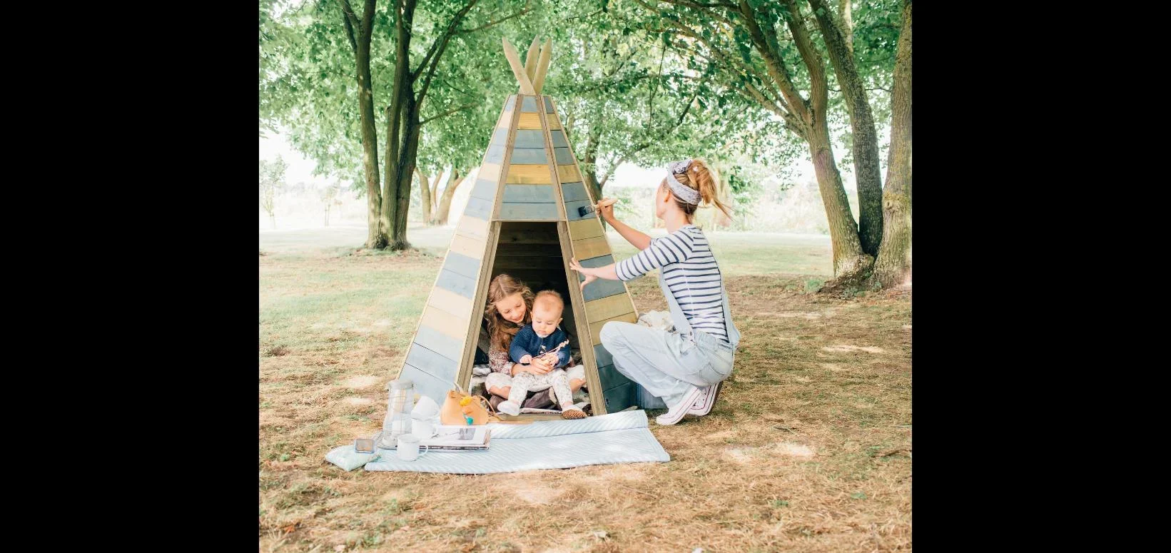Holz Tipi Hideaway 170, Outdoor-Tipi für Kinder aus Holz, Spielzelt, 1,70 m hoch, natur - 0