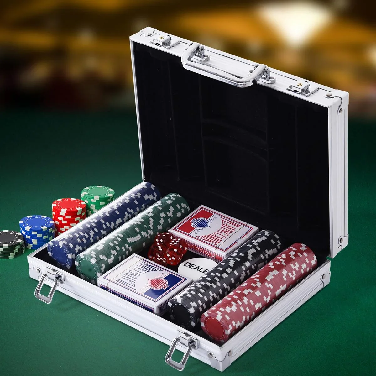 Pokerkoffer mit 200 Chips silber - 4