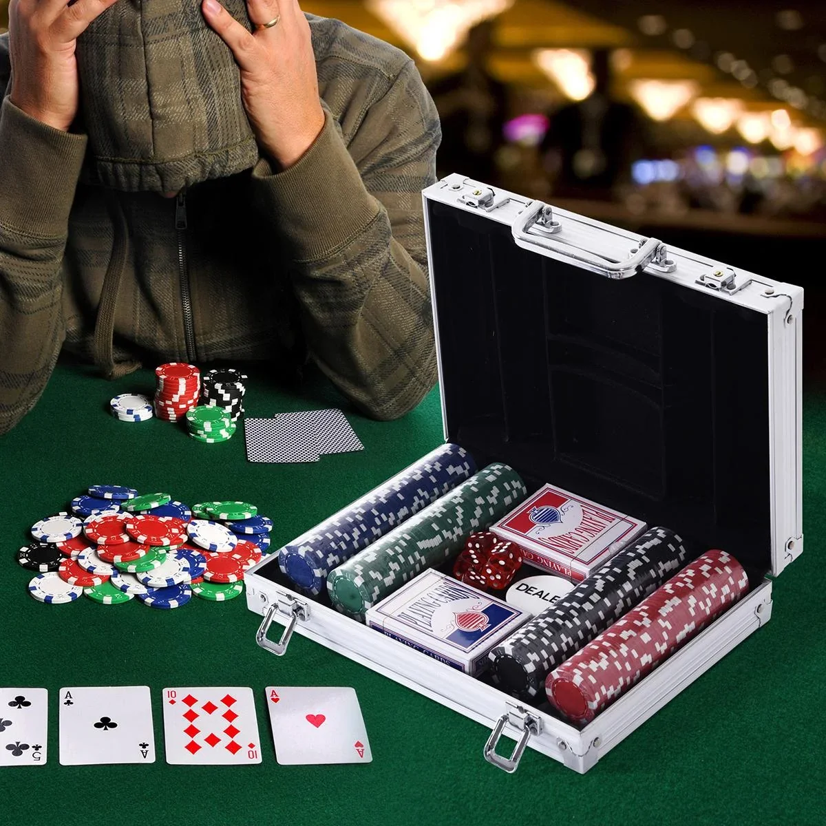 Pokerkoffer mit 200 Chips silber - 6
