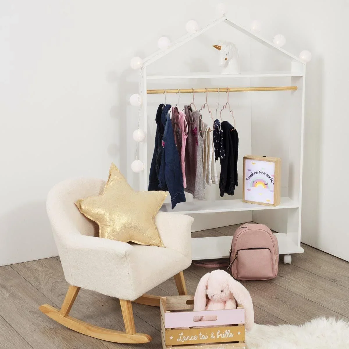 Kleiderständer auf Rädern - 120 x 80,5 x 36 cm - Weiß - 3