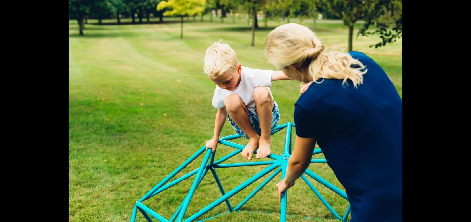 Kletterdome Deimos, Outdoor-Kletterkuppel für Kinder, 1,90 m Durchmesser, türkis - 1