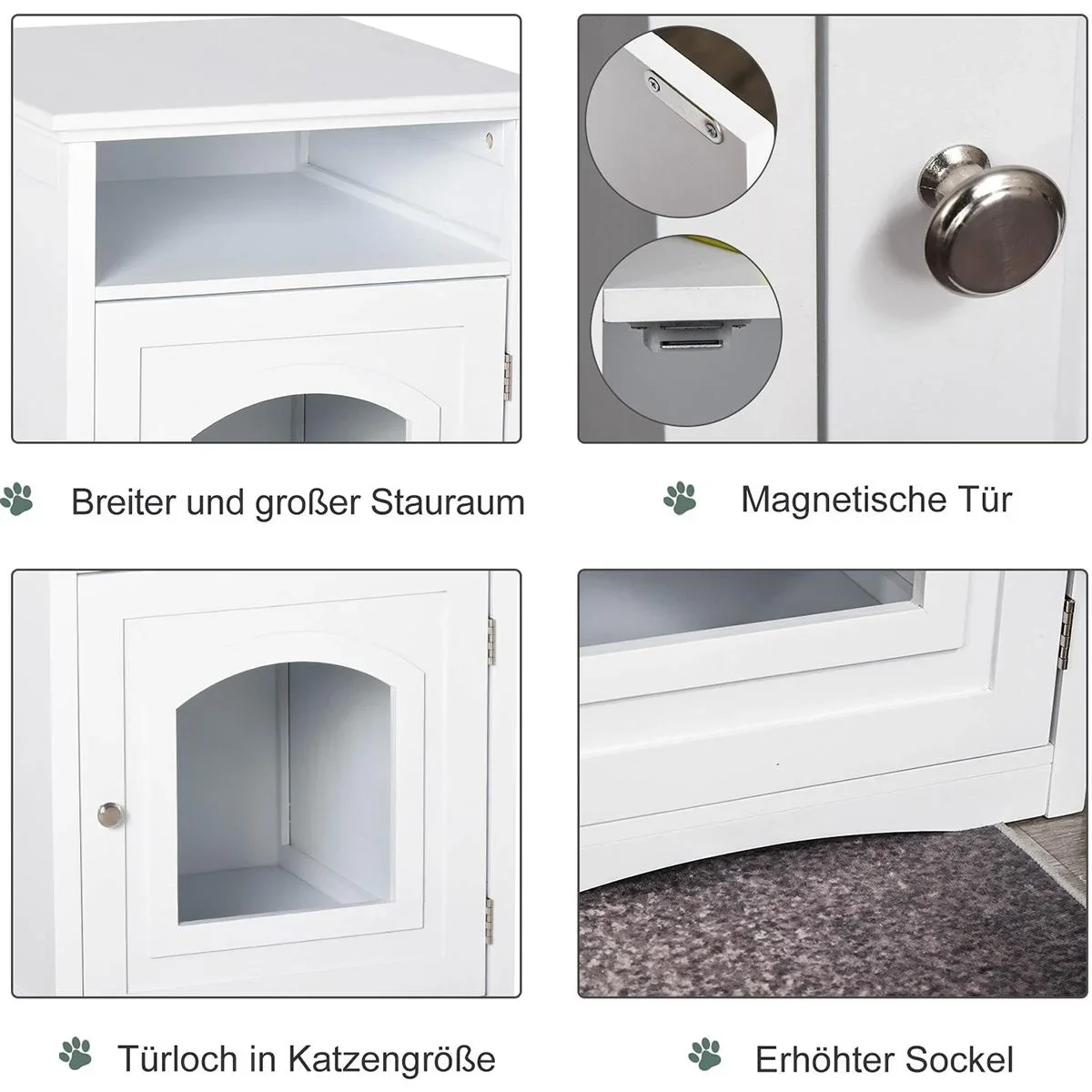 3in1 Toilettenschrank für Katzen weiß - 6