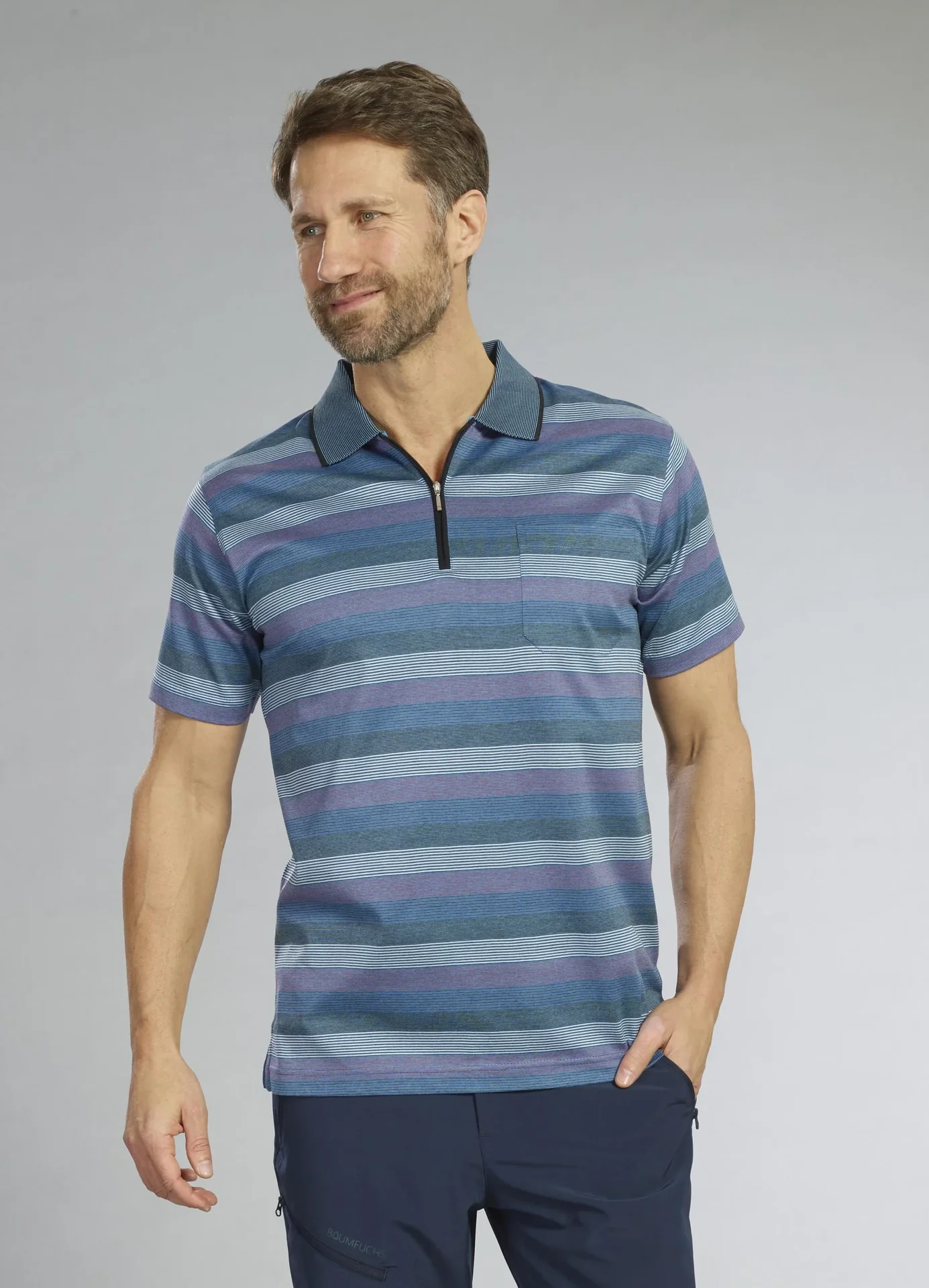 Poloshirt, blau gestreift, Gr.M - 0