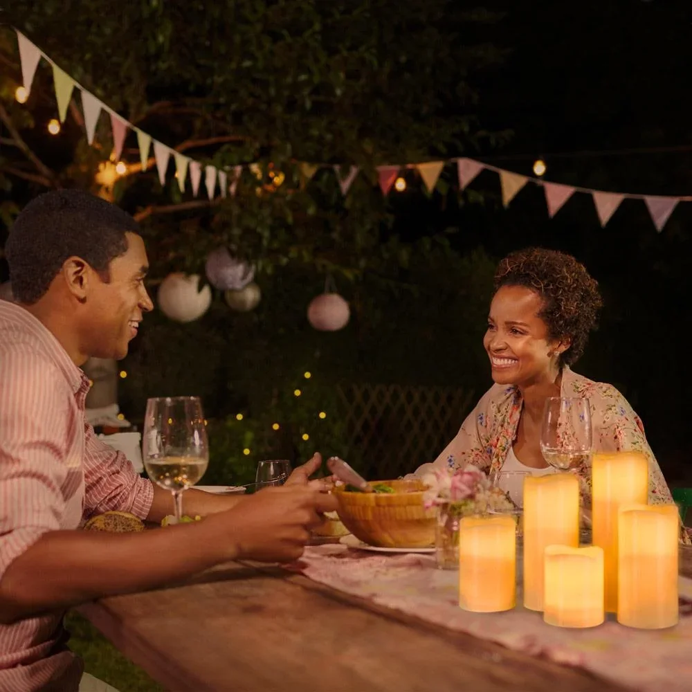 5 LED-Flacker-Echtwachskerzen weiß mit Fernbedienung & Timer - 4
