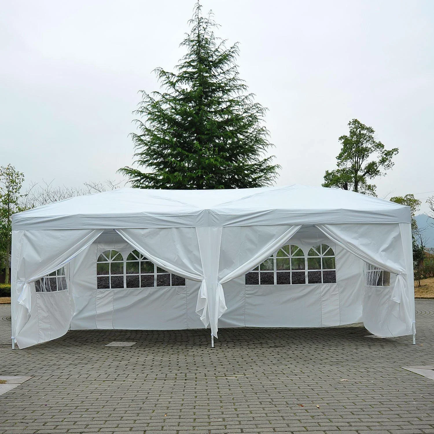 3x6 m Faltpavillon Pavillon Partyzelt Gartenzelt inkl. 6 Seitenteile Weiß - 1