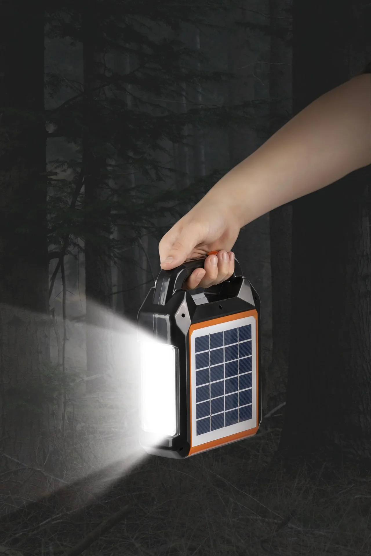 Solar-Generator Kit mit eigenem Solarpanel, Radio und Lautsprecher, 10000mAh schwarz/orange - 4