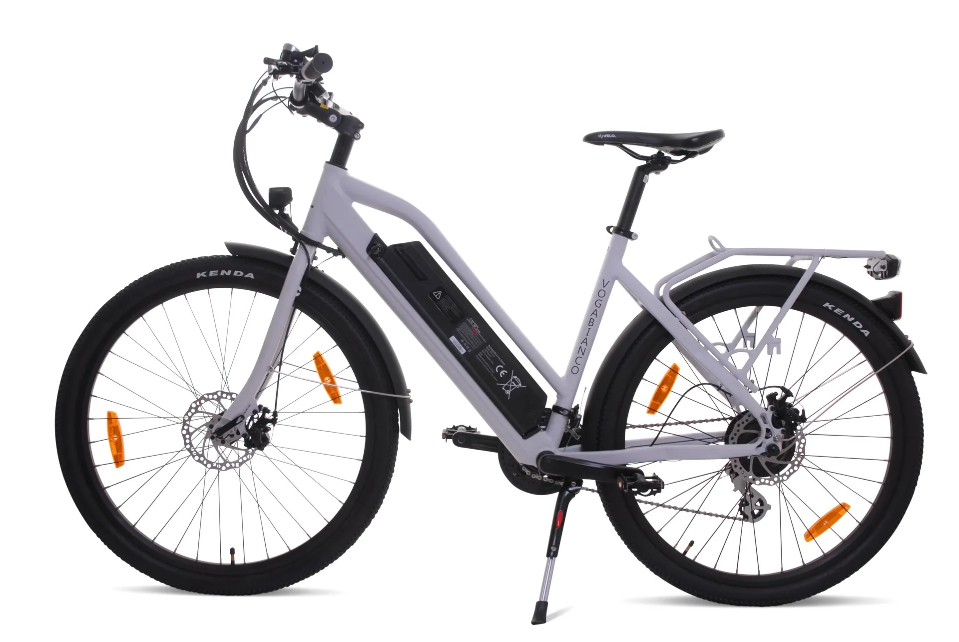 Damen Alu Elektro Trekking-Bike, 27,5 Zoll, Rahmenhöhe 44 cm, 21-Gang Kettenschaltung, weiß, " Voga Bianco " - 0