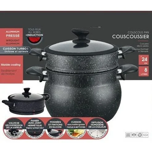Couscous-Pfanne - 24cm - 8L - Schwarz - 1