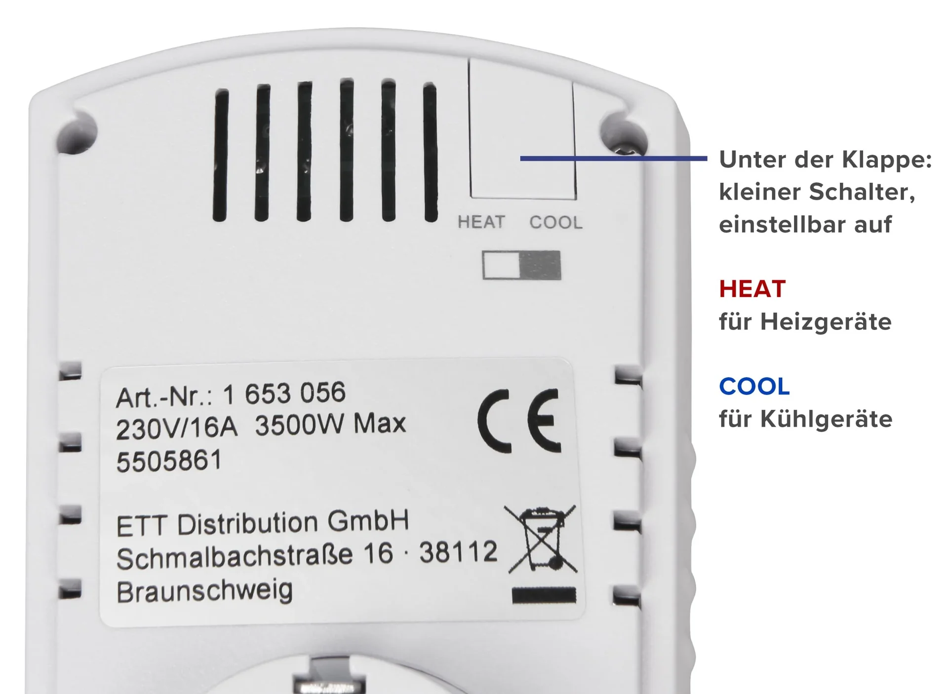 Steckdosen-Thermostat 5-30°C, 3500W - 1