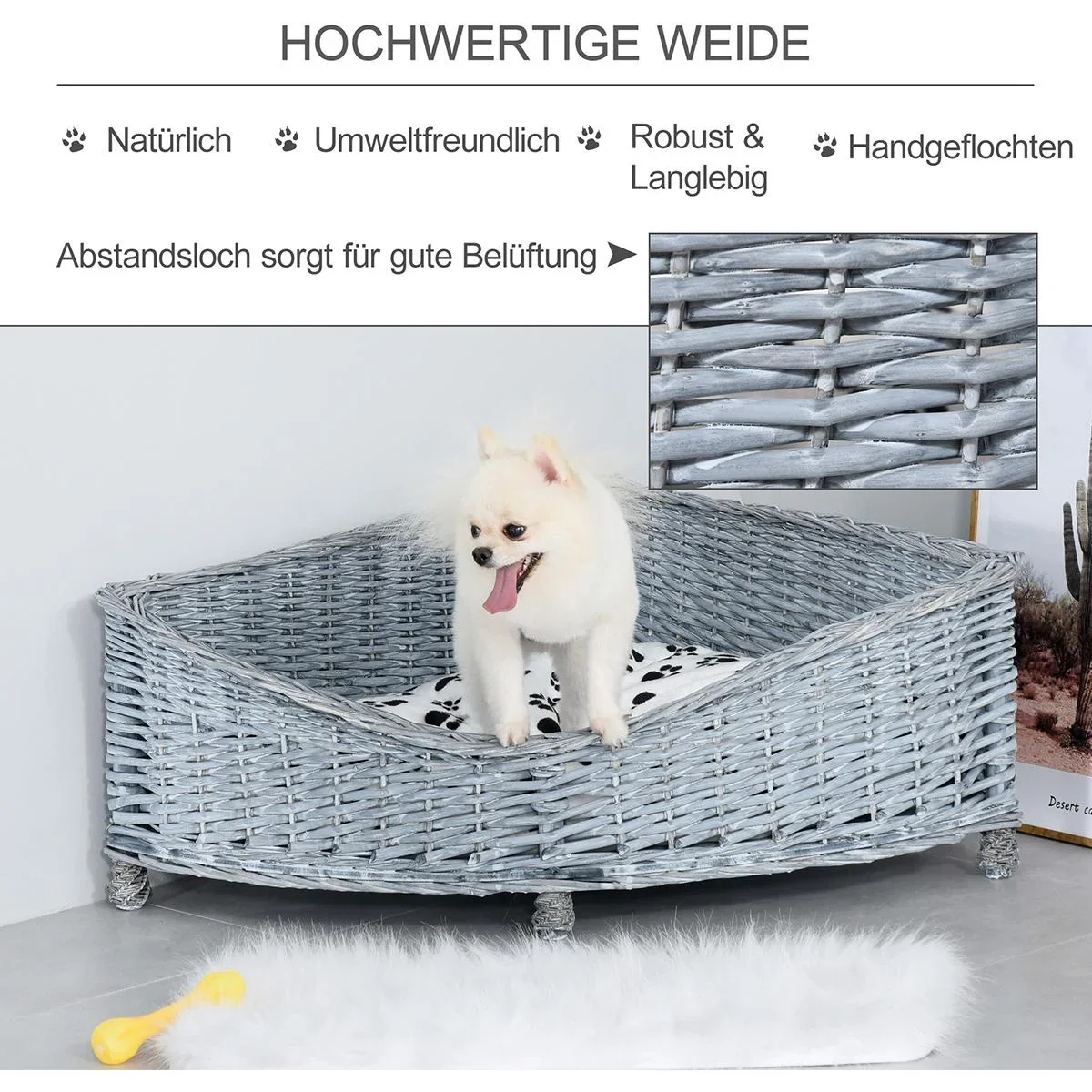 Haustierbett mit Kissen grau - 3