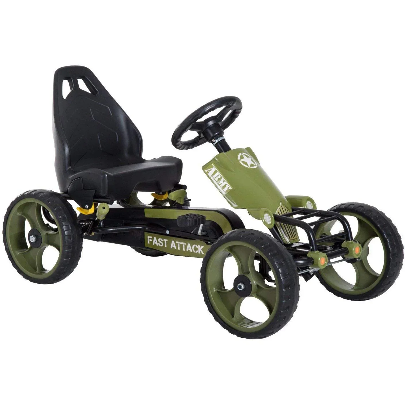 Tretauto Go Kart Tretfahrzeug ab 3 Jahre Grün 105 x 54 x 61cm - 5
