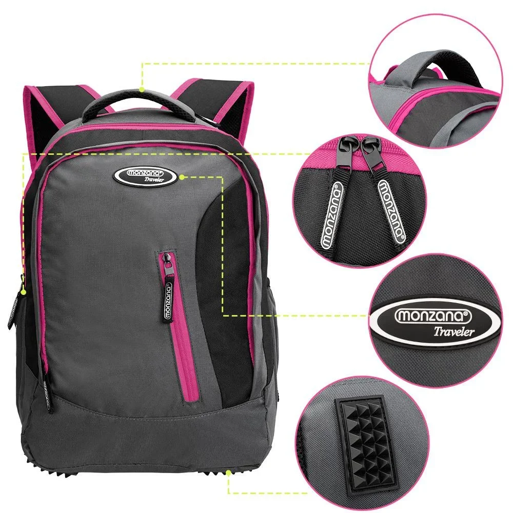 Monzana Sport- und Freizeit Rucksack 35L grau/rosa - 0