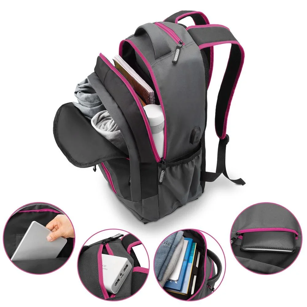 Monzana Sport- und Freizeit Rucksack 35L grau/rosa - 5