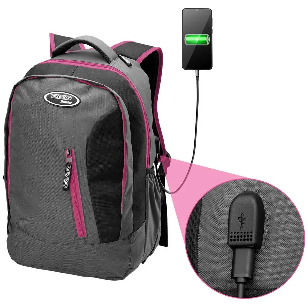 Monzana Sport- und Freizeit Rucksack 35L grau/rosa - 7