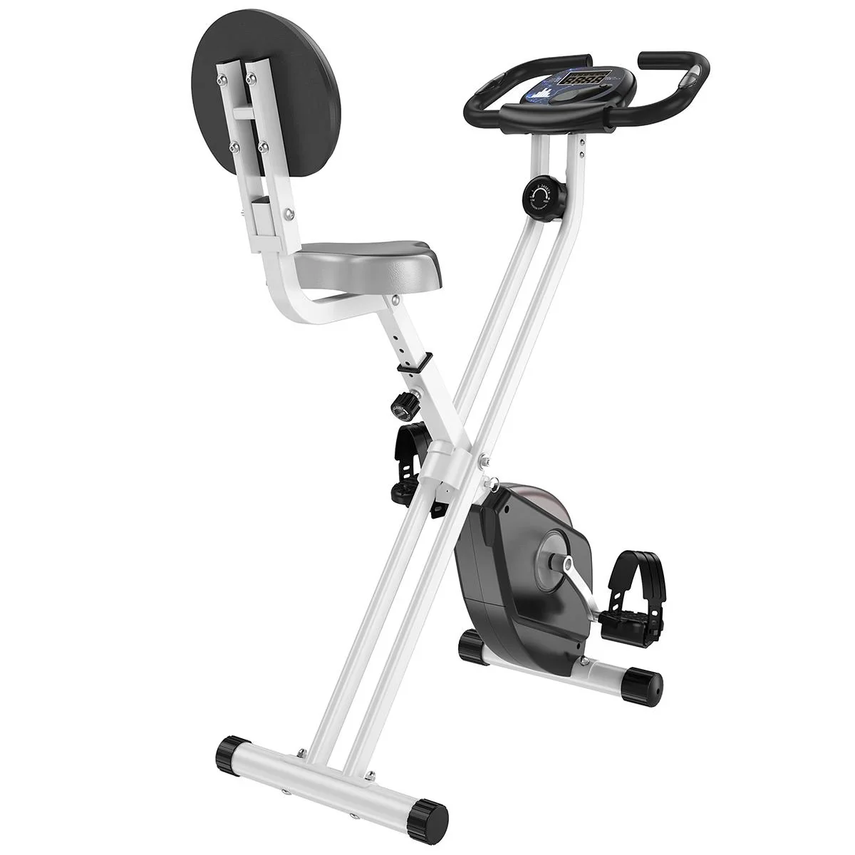 Heimtrainer Fahrradtrainer mit 8 stufig einstellbarem Magnetwiderstand höhenverstellbar Stahl Grau 43 x 97 x 109 cm - 0