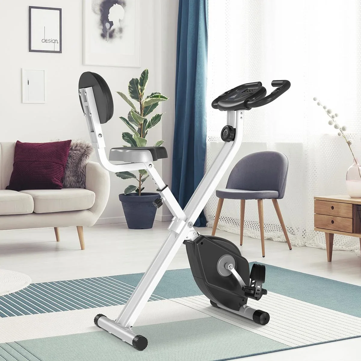Heimtrainer Fahrradtrainer mit 8 stufig einstellbarem Magnetwiderstand höhenverstellbar Stahl Grau 43 x 97 x 109 cm - 1