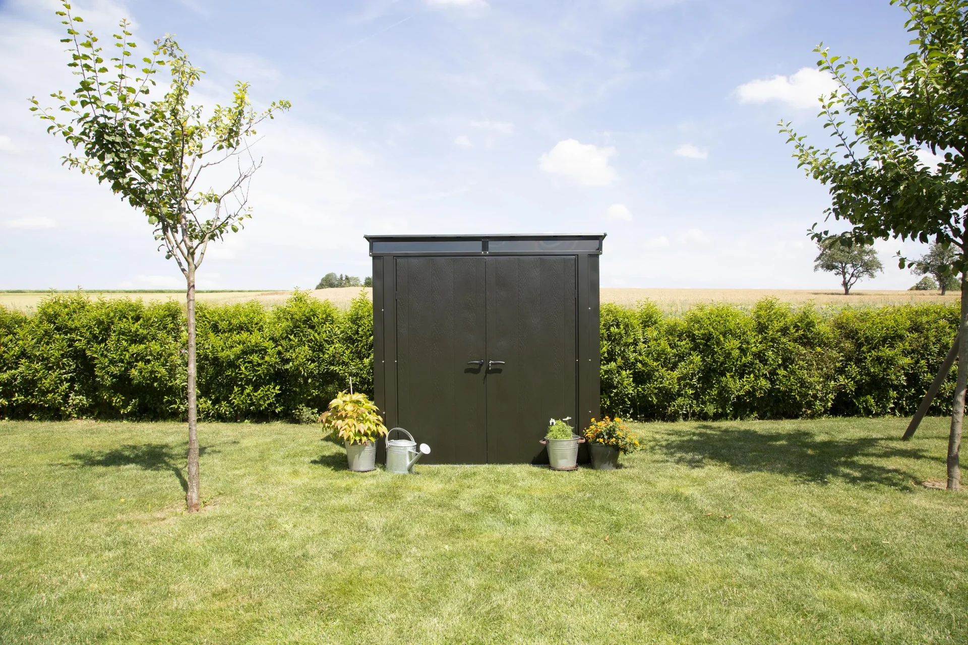 Metallgerätehaus Pultdach onyx schwarz, 208 x 130 x 201 cm - 4