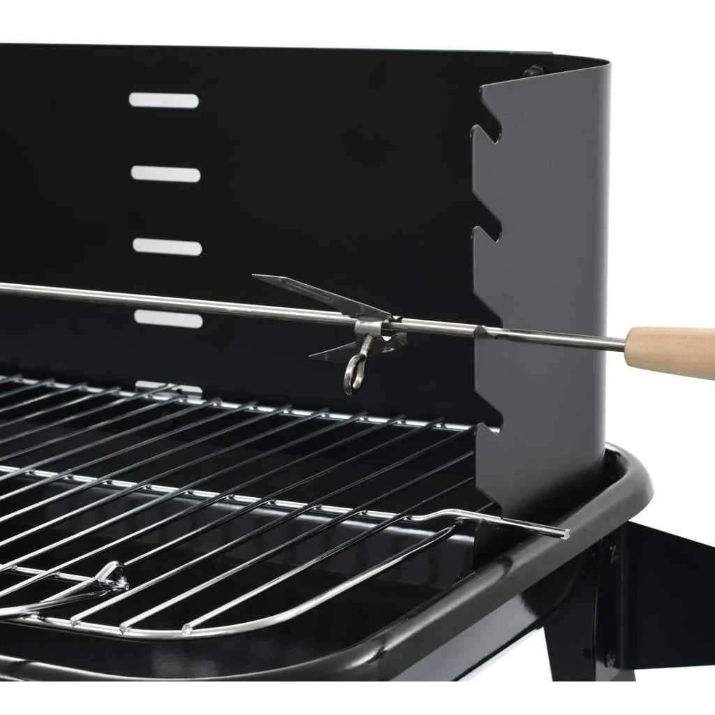 Holzkohlegrill - Grillfläche 54 x 34 - Edelstahl - Schwarz - Mit Spieß - 4