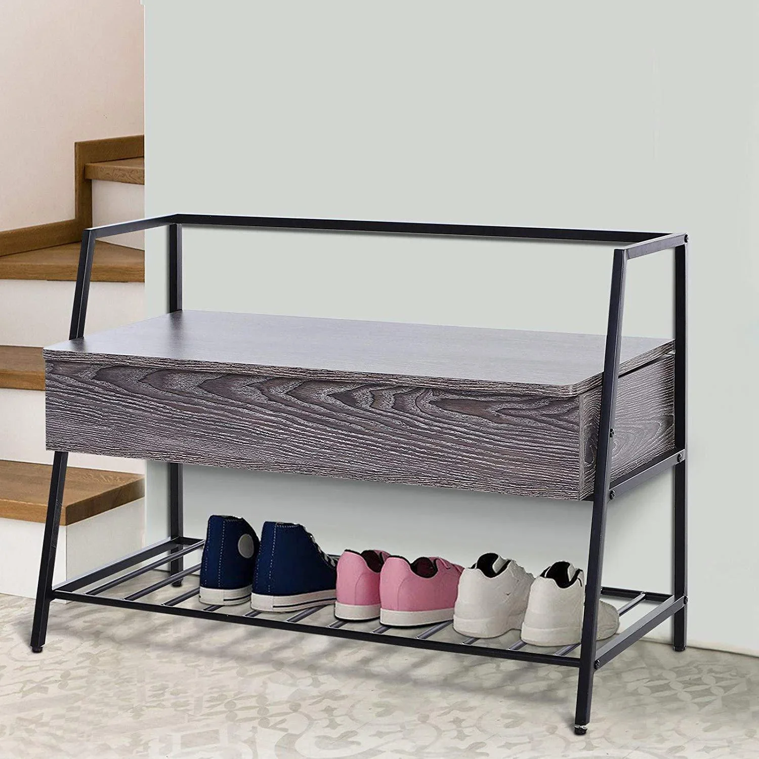 Schuhregal mit 2 Staufächer - 2