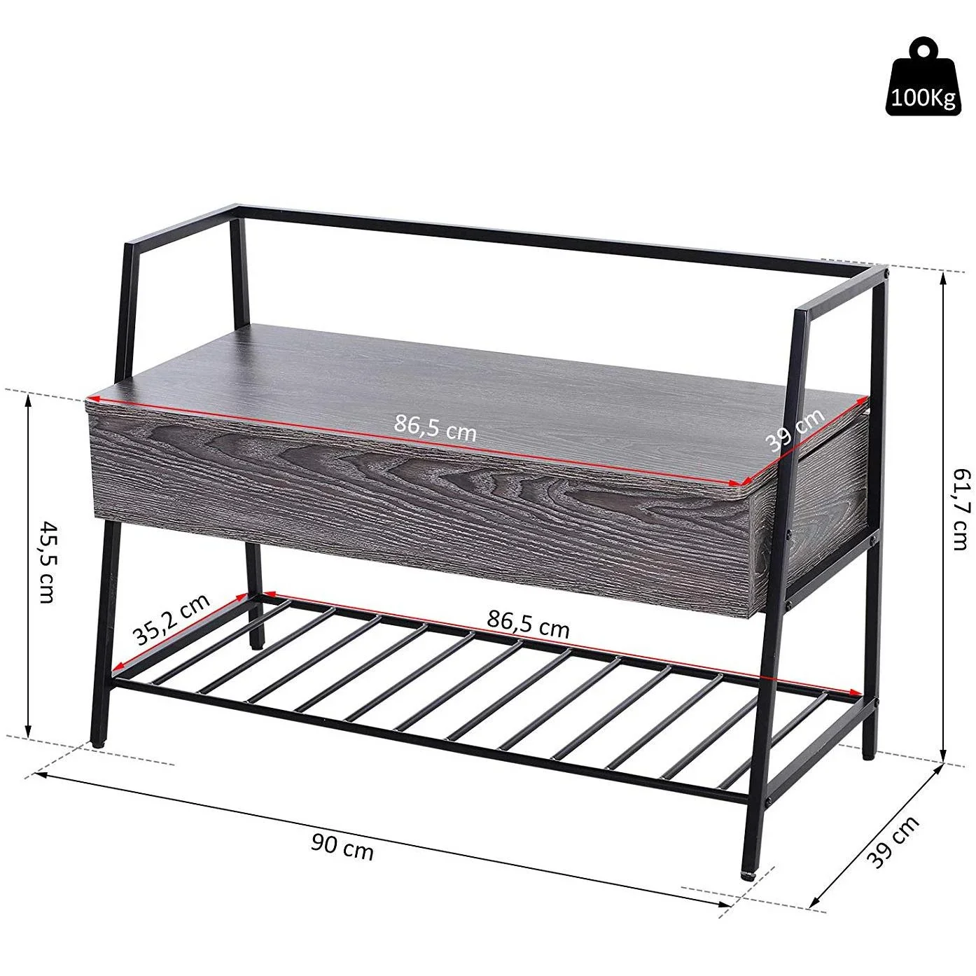 Schuhregal mit 2 Staufächer - 5