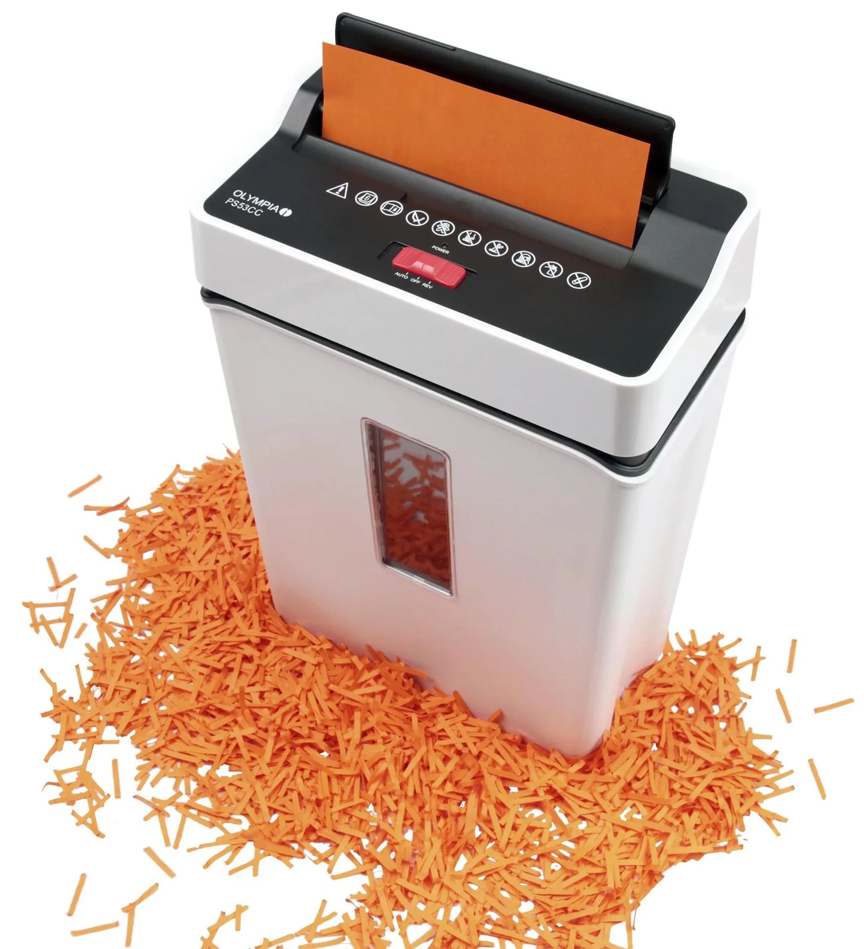 Aktenvernichter mit Partikelschnitt, Sicherheitsstufe P4, weiß - 0