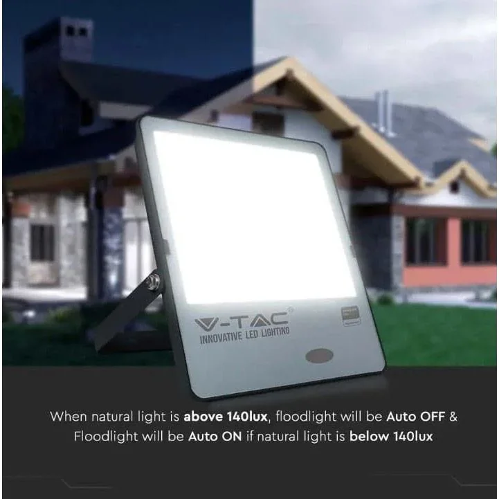 VT-272S LED-Scheinwerfer mit Tag/Nacht-Sensor - 200 W - 20000 Lm - 6500K - Schwarz - 0