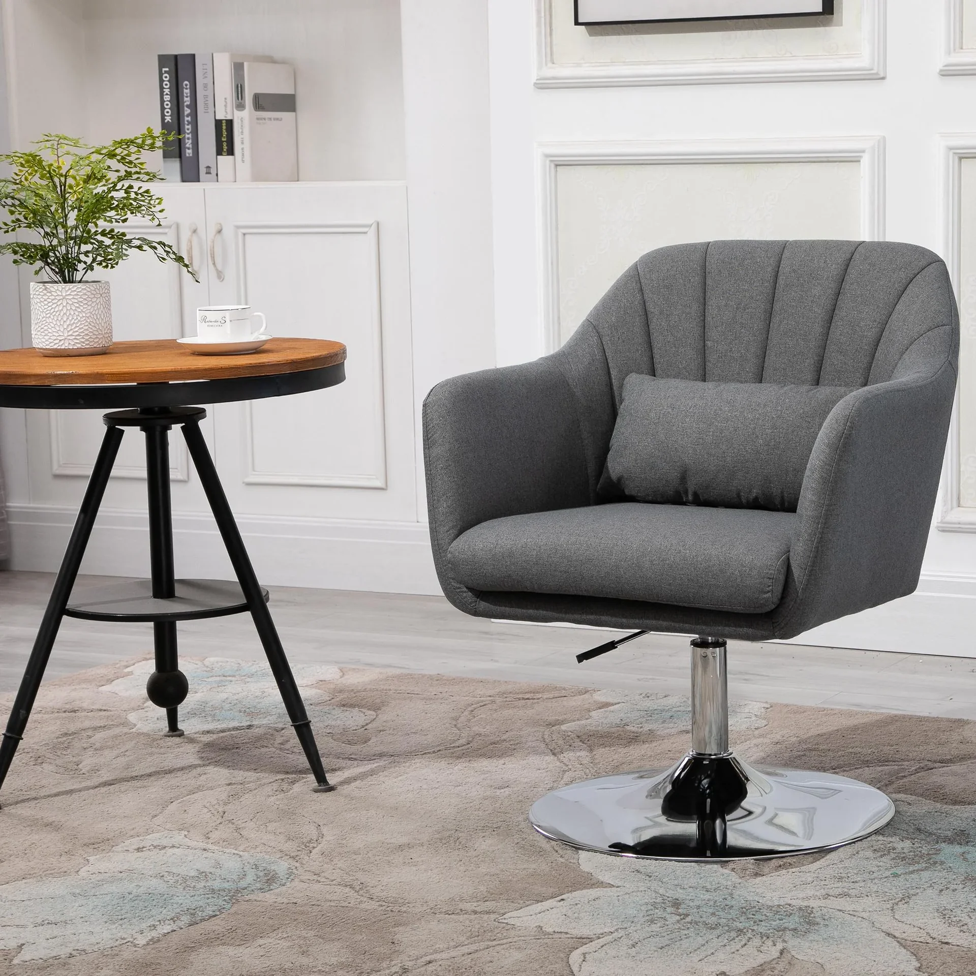 Drehhocker verstellbar, dunkelgrau - 0