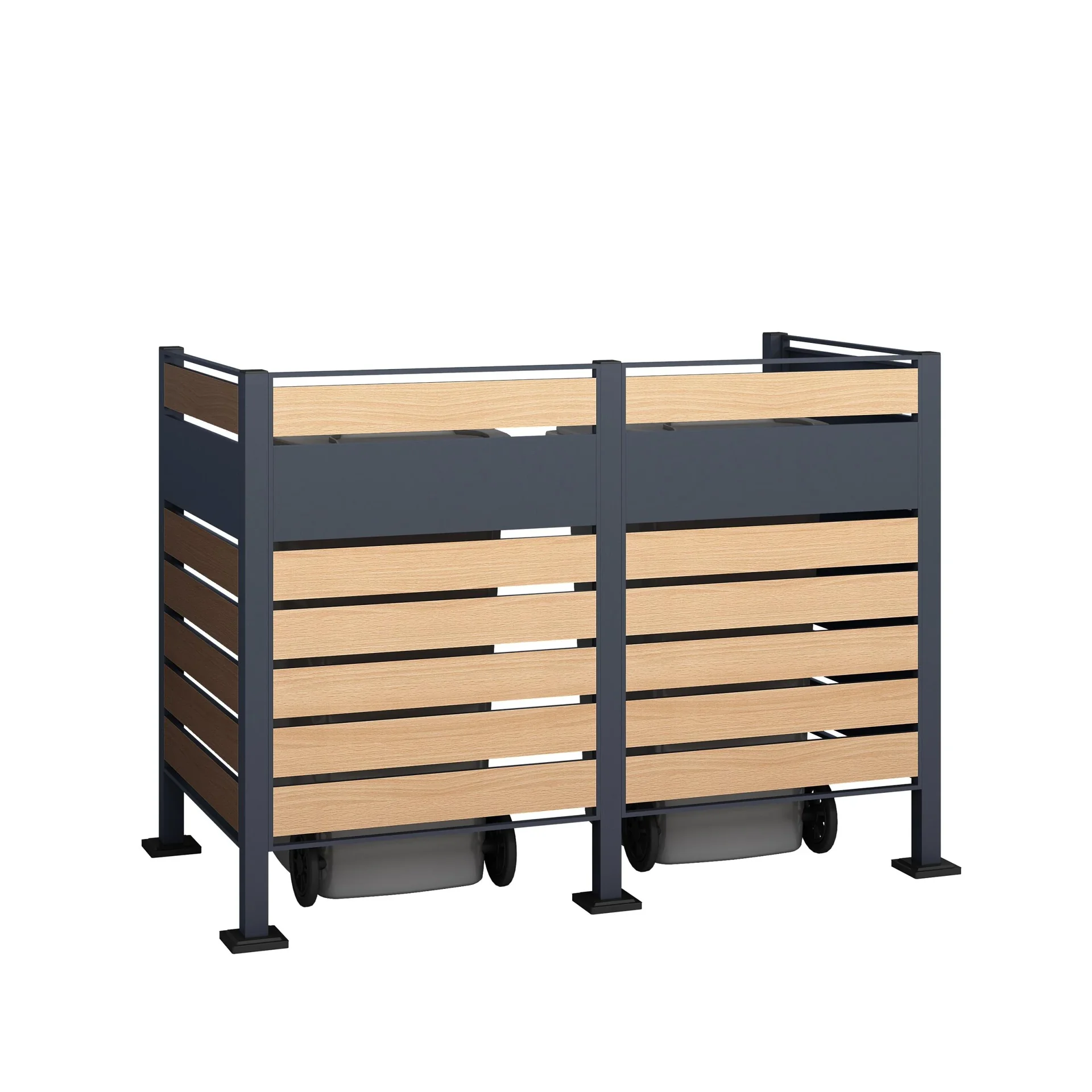 Mülltonnenverkleidung Planum 2er Box, 120 cm, holzoptik - 3