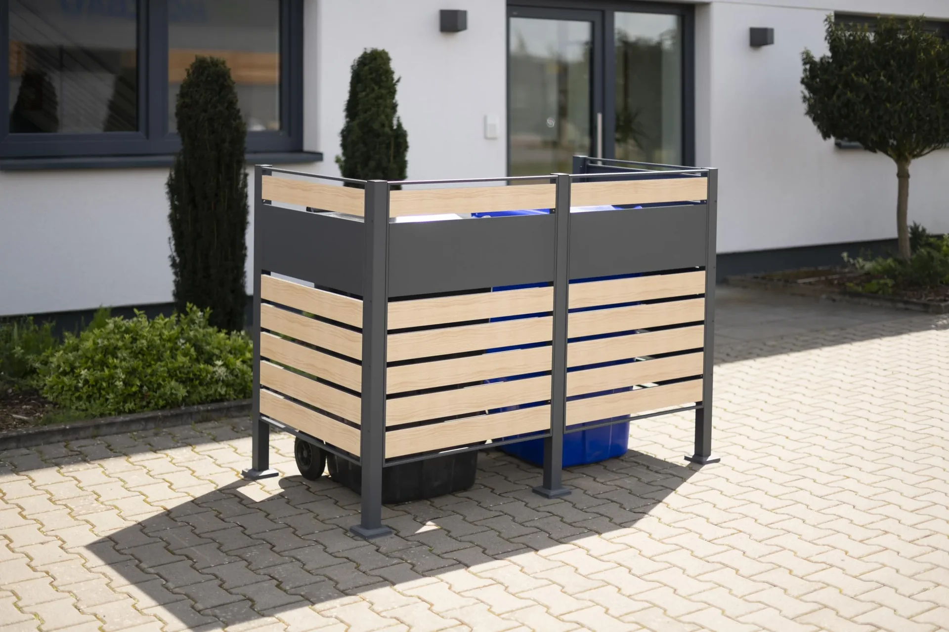 Mülltonnenverkleidung Planum 2er Box, 120 cm, holzoptik - 7
