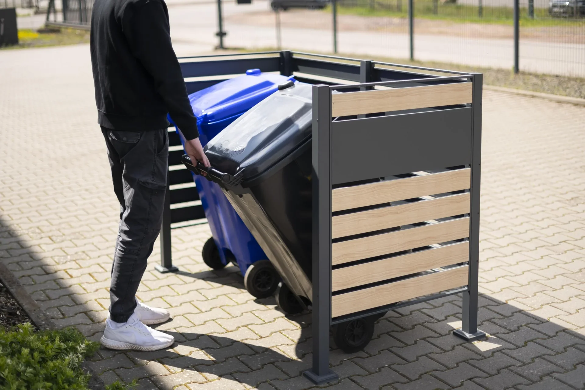 Mülltonnenverkleidung Planum 2er Box, 120 cm, holzoptik - 8