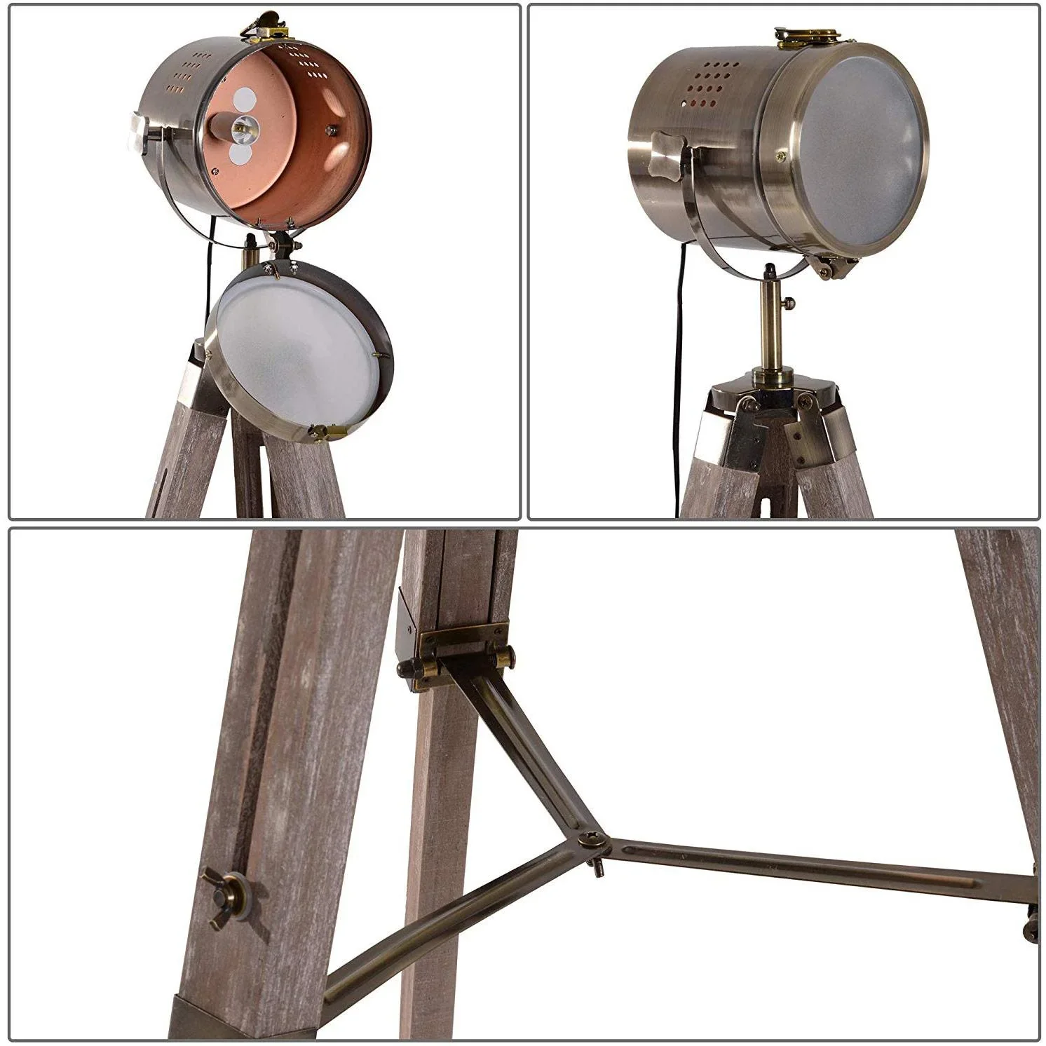Stehlampe Dreibein 100-140cm E14 Bronze - 0