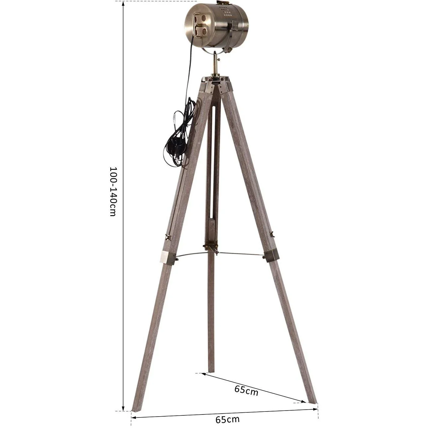 Stehlampe Dreibein 100-140cm E14 Bronze - 3