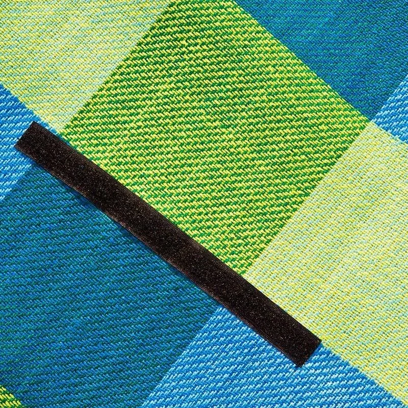 Picknickdecke mit praktischem Tragegriff 2x2m hellblau gelb - 0