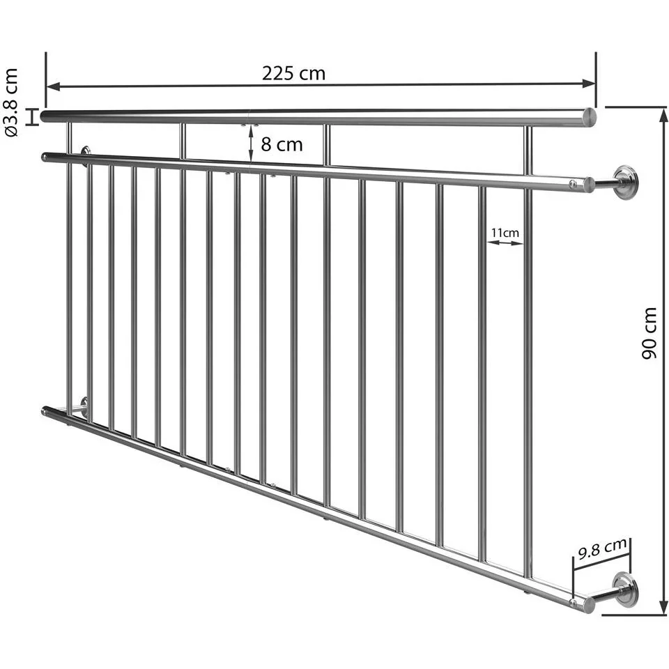Französisches Balkongeländer SS 90x225cm - 2