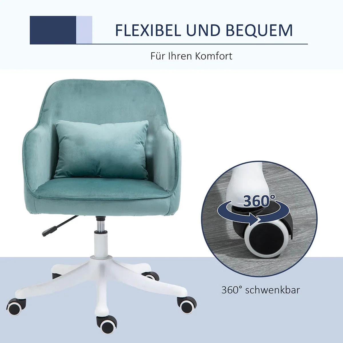Massage Bürostuhl Schreibtischstuhl Computerstuhl Drehstuhl Arbeitsstuhl mit Vibrationsfunktion Lendenkissen Armlehnen h - 2
