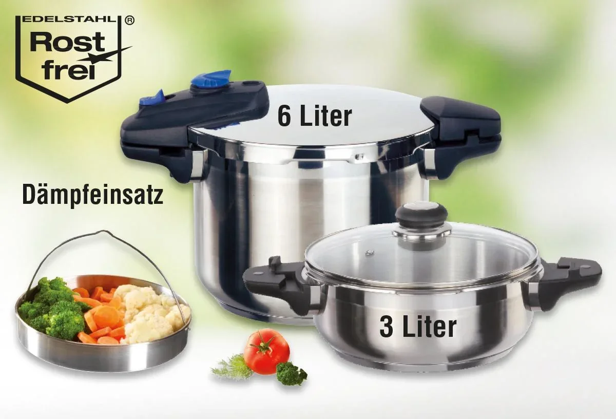 Schnellkochtopf-Set „Biostar“, Edelstahl, 6-teilig - 2