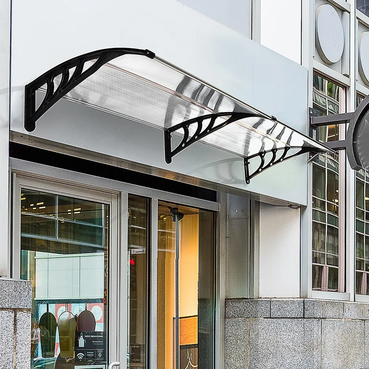Pultvordach Vordach für Haustür 80x195x23 cm Überdachung 5mm Polycarbonat Sonnenschutz Regenschutz für draußen Alu Tran - 2