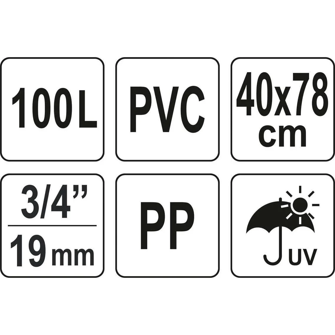 NL Zusammenklappbare Regentonne - 100L - PVC - 40 x 40 x 78 cm - 2
