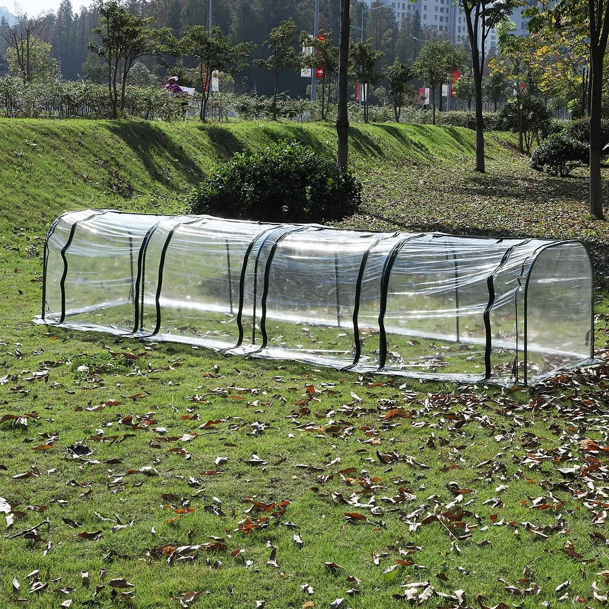 Folientunnel mit 4 Türen transparent/dunkelgrün - 1