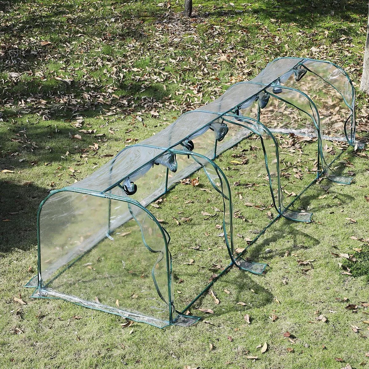 Folientunnel mit 4 Türen transparent/dunkelgrün - 6