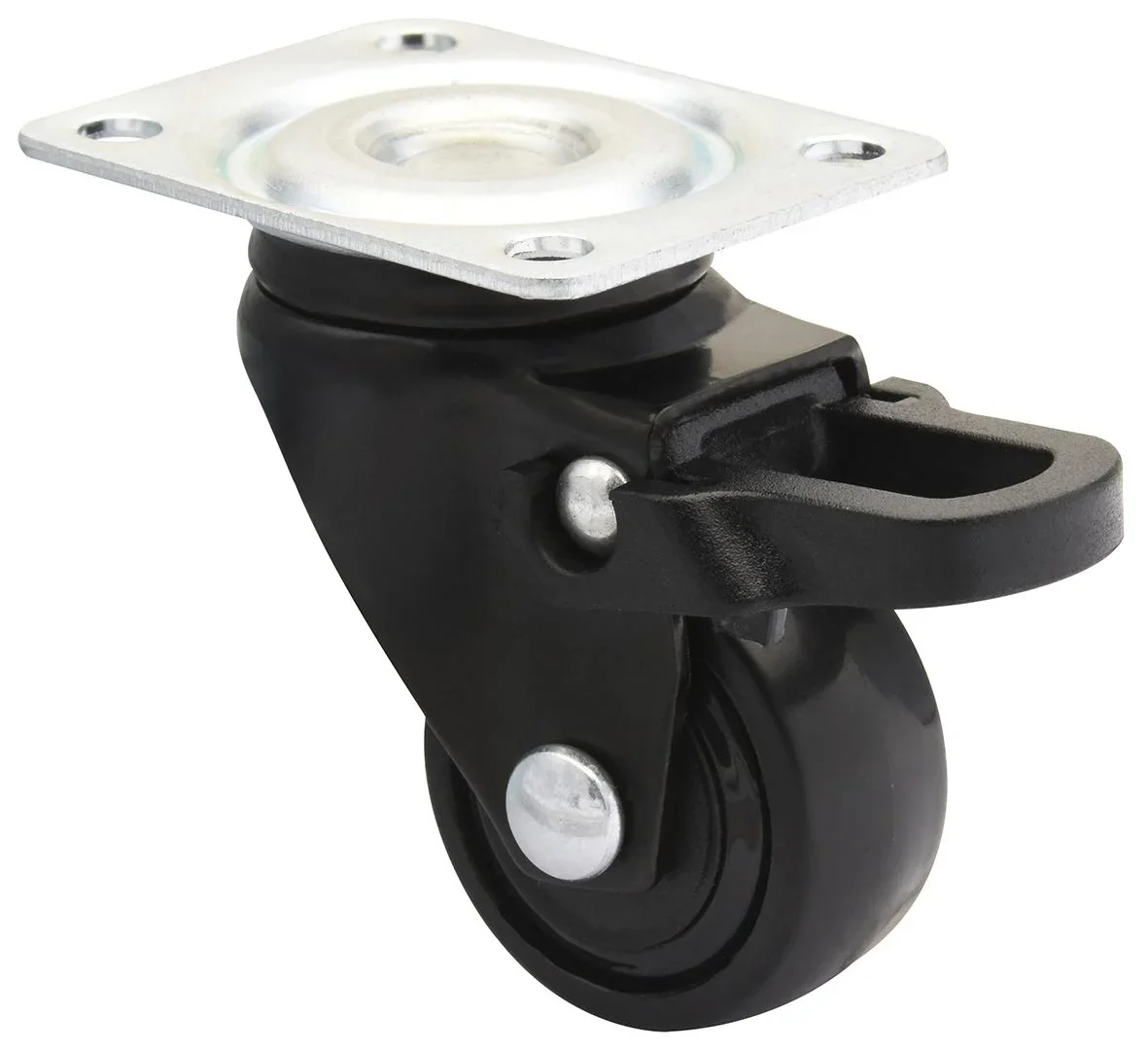 Design 3C Lenkrollen 4 teiliges Set - Ø 25 mm, soft, schwarz, 2 Rollen mit & 2 ohne Feststeller, Tragkraft 12 kg / Rolle - 0