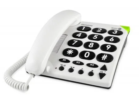 Schnurgebundenes Großtastentelefon PhoneEasy 311c weiß mit optischer Anrufsignalisierung - 1