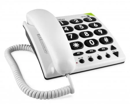 Schnurgebundenes Großtastentelefon PhoneEasy 311c weiß mit optischer Anrufsignalisierung - 2