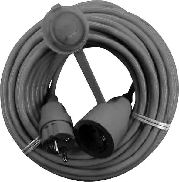 Gummi Verlängerungskabel 10 m in schwarz, Innen- und Außenbereich - 0