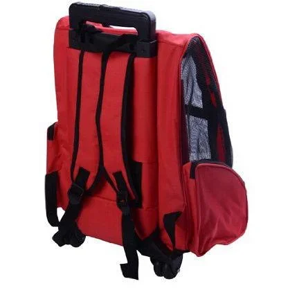 2in1 Hundetrolley Transporttasche Tragetasche Tiere Rucksack Trolley rot - 0