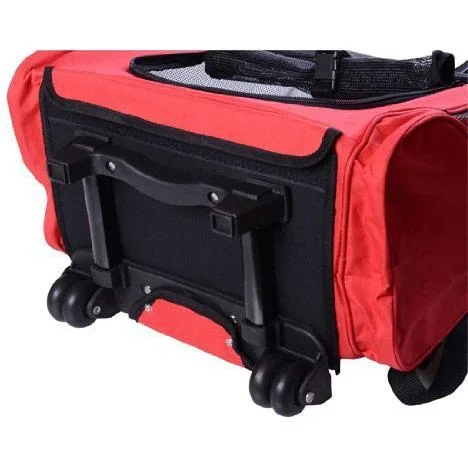 2in1 Hundetrolley Transporttasche Tragetasche Tiere Rucksack Trolley rot - 1