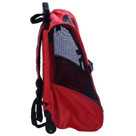 2in1 Hundetrolley Transporttasche Tragetasche Tiere Rucksack Trolley rot - 3