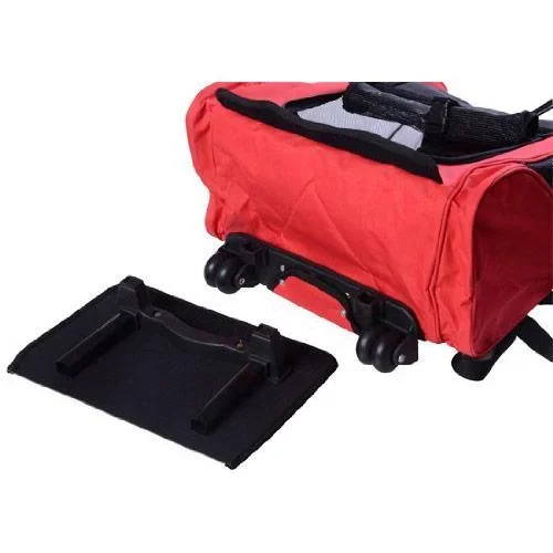 2in1 Hundetrolley Transporttasche Tragetasche Tiere Rucksack Trolley rot - 4