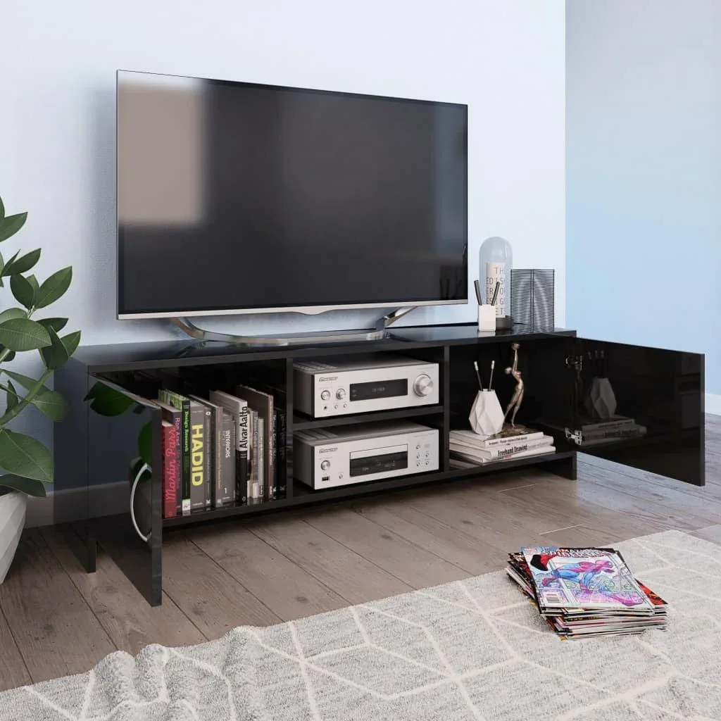 TV-Schrank 120x30x37,5 cm Spanplatte Hochglanz schwarz - 3