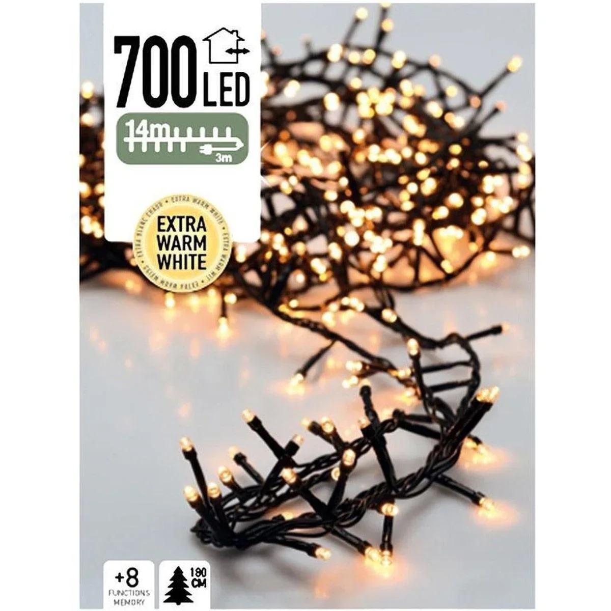 2x Weihnachtsbaum Lichter 14 Meter Warm Weiß - 700LED für Innen und Außen - 0